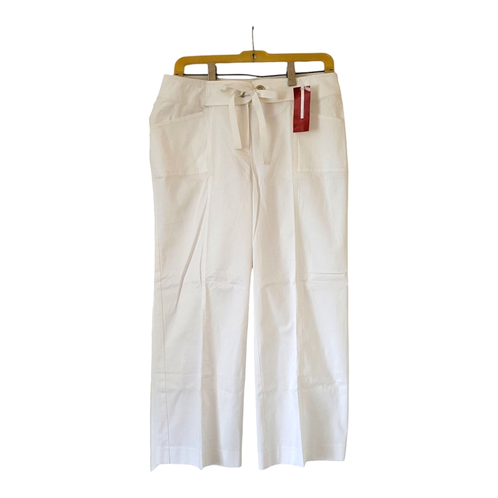 Nine & Co. by Nine West NWT White Tie Front Wide Leg Capris Womens Size 8